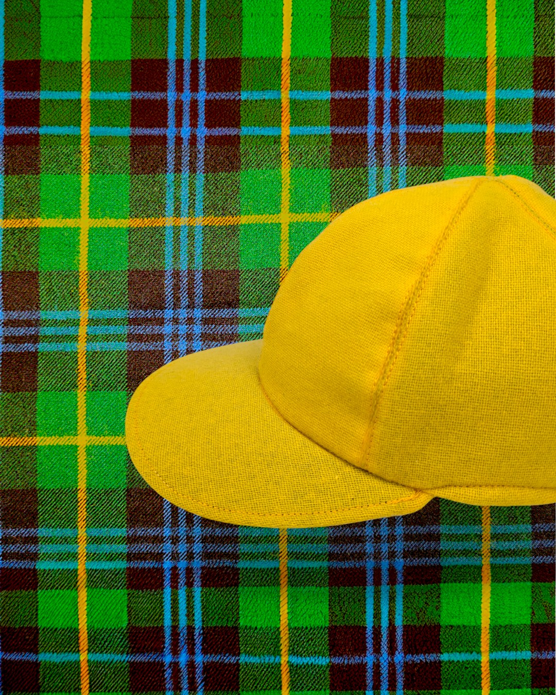 KABURU『YELLOW Tartan』鮮やかな黄色のタータンチェックの5パネルキャップ