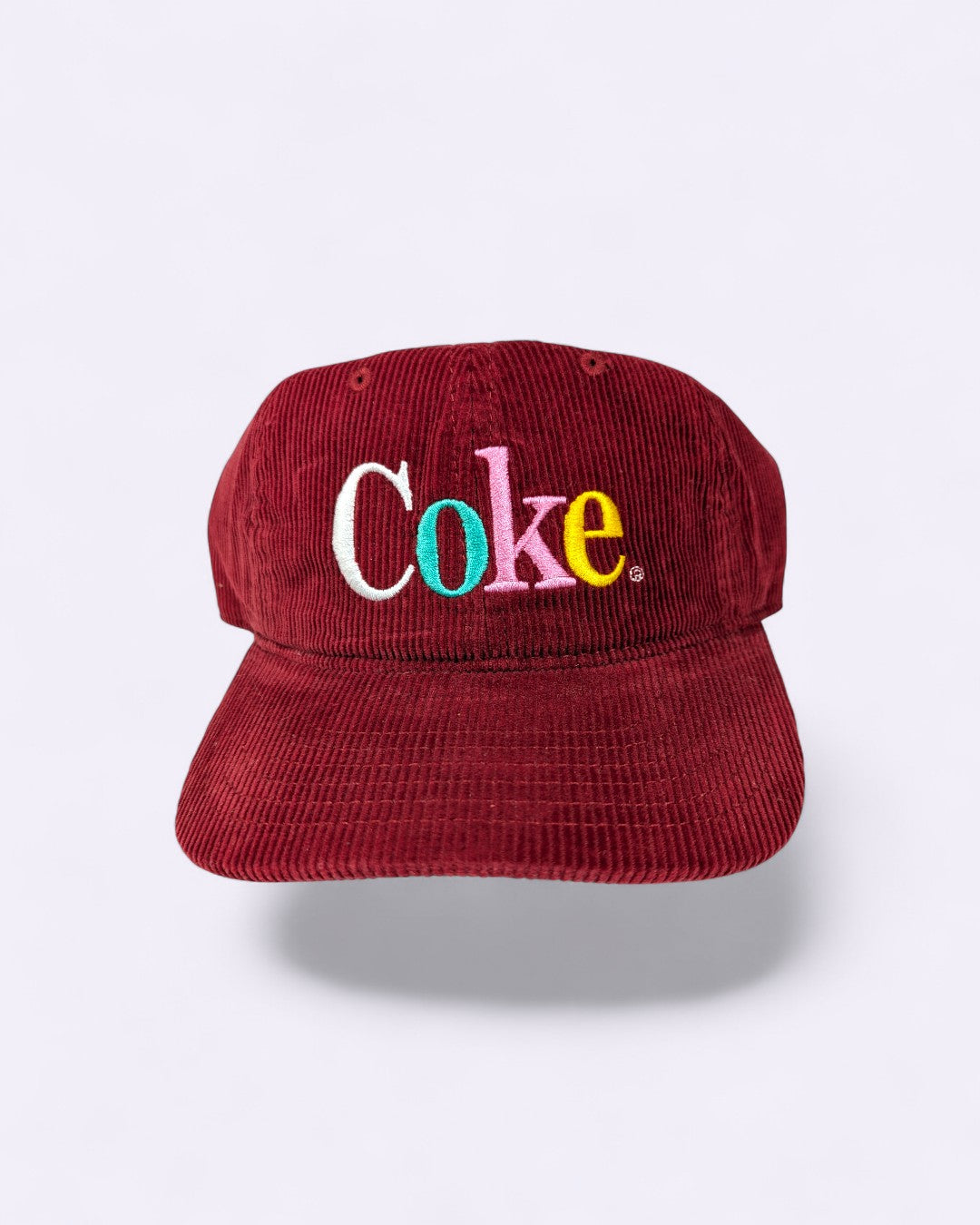 KABURU vintage『Coke』バーガンディのコーデュロイキャップ。Cokeのロゴ刺繍
