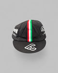 KABURU vintage『Cinelli』黒のサイクルキャップ。短いツバとトリコロールのライン